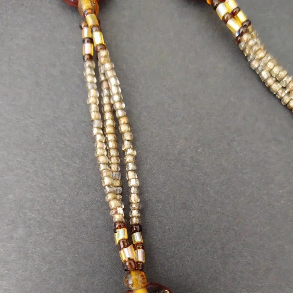 Long vintage glass and seed bead necklace